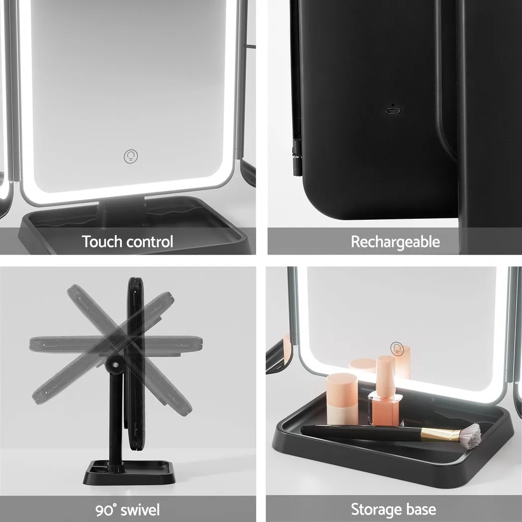 55 LED Tri-fold Makeup Mirror with 3 Magnifications - Embellir