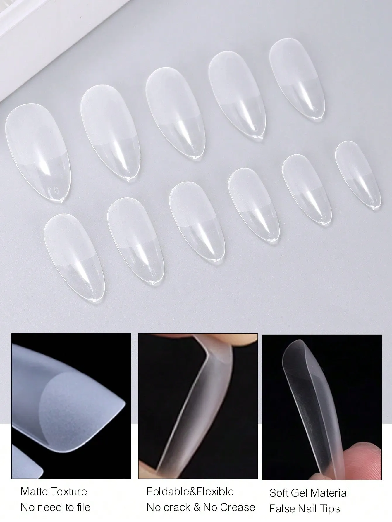 550pcs Soft Gel Nail Tips,11 Sizes Assorted Shapes - Full Cover Nail Tips