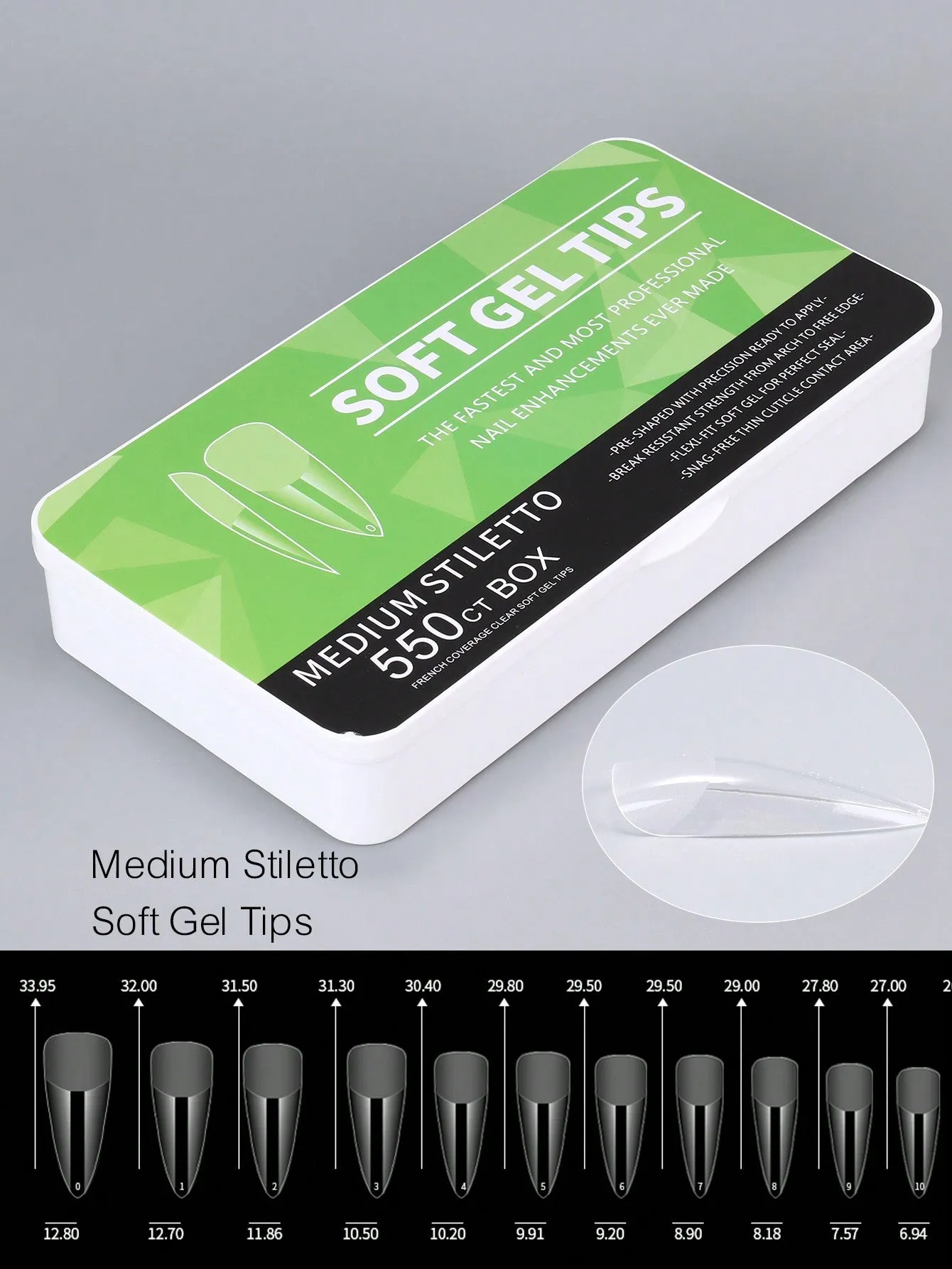 550pcs Soft Gel Nail Tips,11 Sizes Assorted Shapes - Full Cover Nail Tips