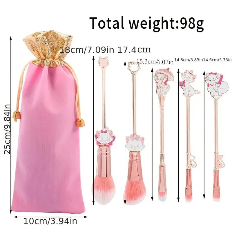 5pcs/set Makeup Brush Cartoon Anime Cute Cat Eyeshadow Loose Powder Brush Makeup Brush Beauty Tools Set