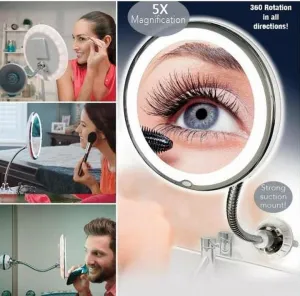 5X Magnifying Makeup Mirror with Power Locking Suction Cup