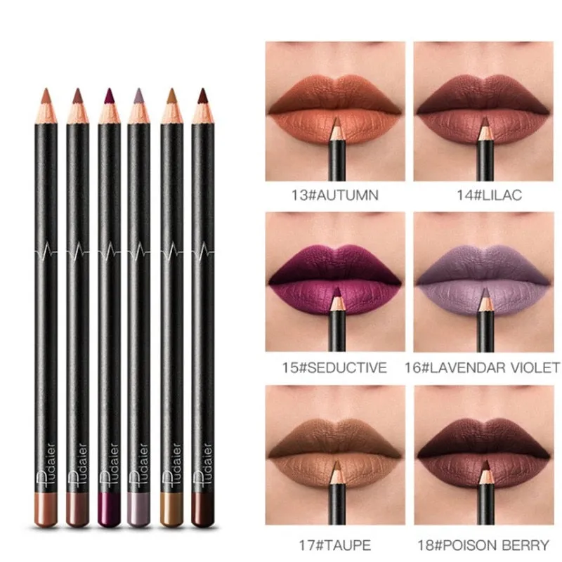6/12Pcs Waterproof Matte Lip Liner Pencil Lipstick Set