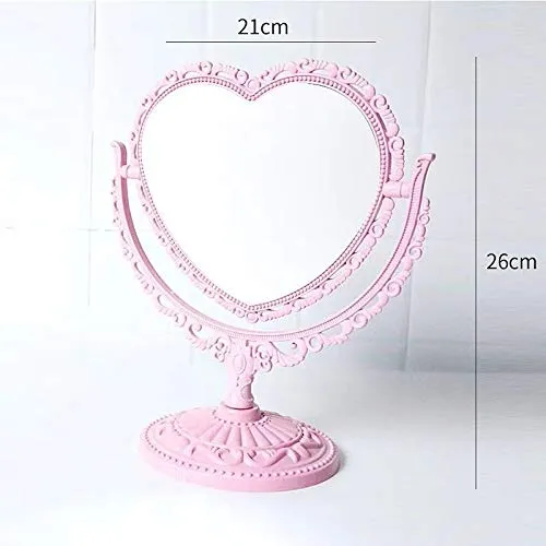 7-Inch 3X Tabletop Vanity Mirror | Double Sided Magnifying Makeup Mirror with 360 Degree Rotation | Bathroom Bedroom Vanity Mirror (Pink, Heart-Shaped) Pink