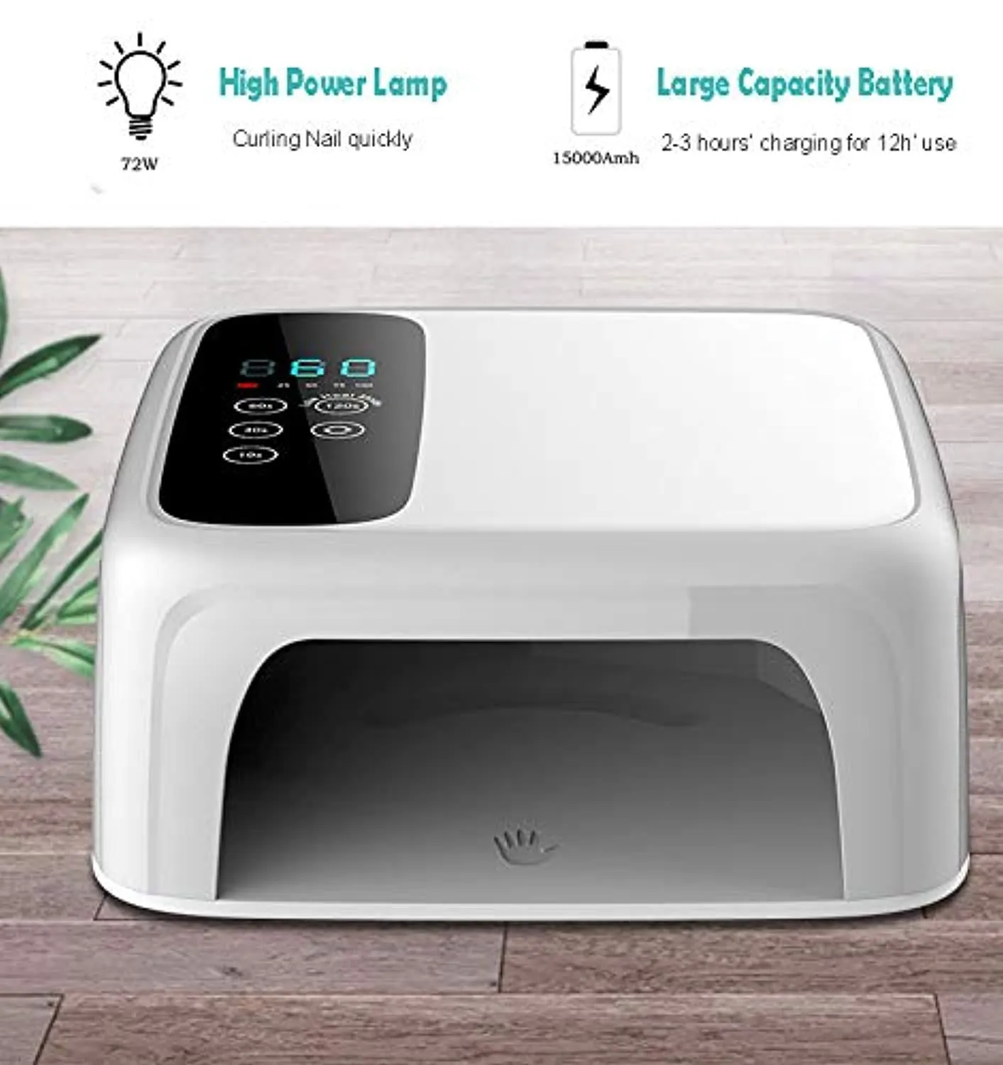 72W Cordless LED UV Nail Lamp Lumcrissy Rechargebale 15600mAH Professional LED Gels Nail Dryer,Nail Polish Curling Lamp