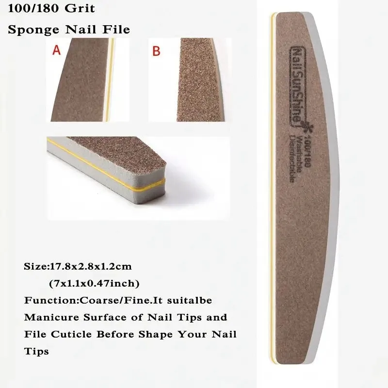 8 Pcs Nail File Set Professional Nail Care Manicure Tools Multi Grit Sanding Polishing Files Sponge Buffer Limas Slim Kit Nails Accessories