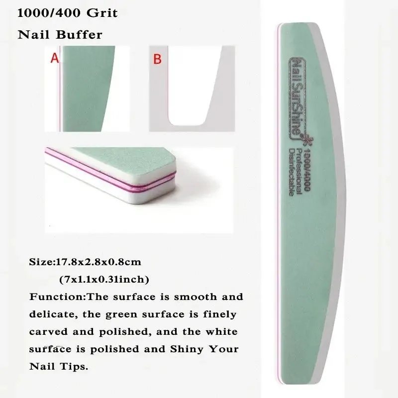 8 Pcs Nail File Set Professional Nail Care Manicure Tools Multi Grit Sanding Polishing Files Sponge Buffer Limas Slim Kit Nails Accessories