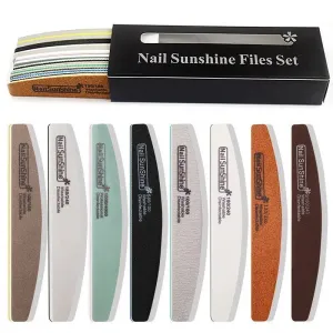8 Pcs Nail File Set Professional Nail Care Manicure Tools Multi Grit Sanding Polishing Files Sponge Buffer Limas Slim Kit Nails Accessories