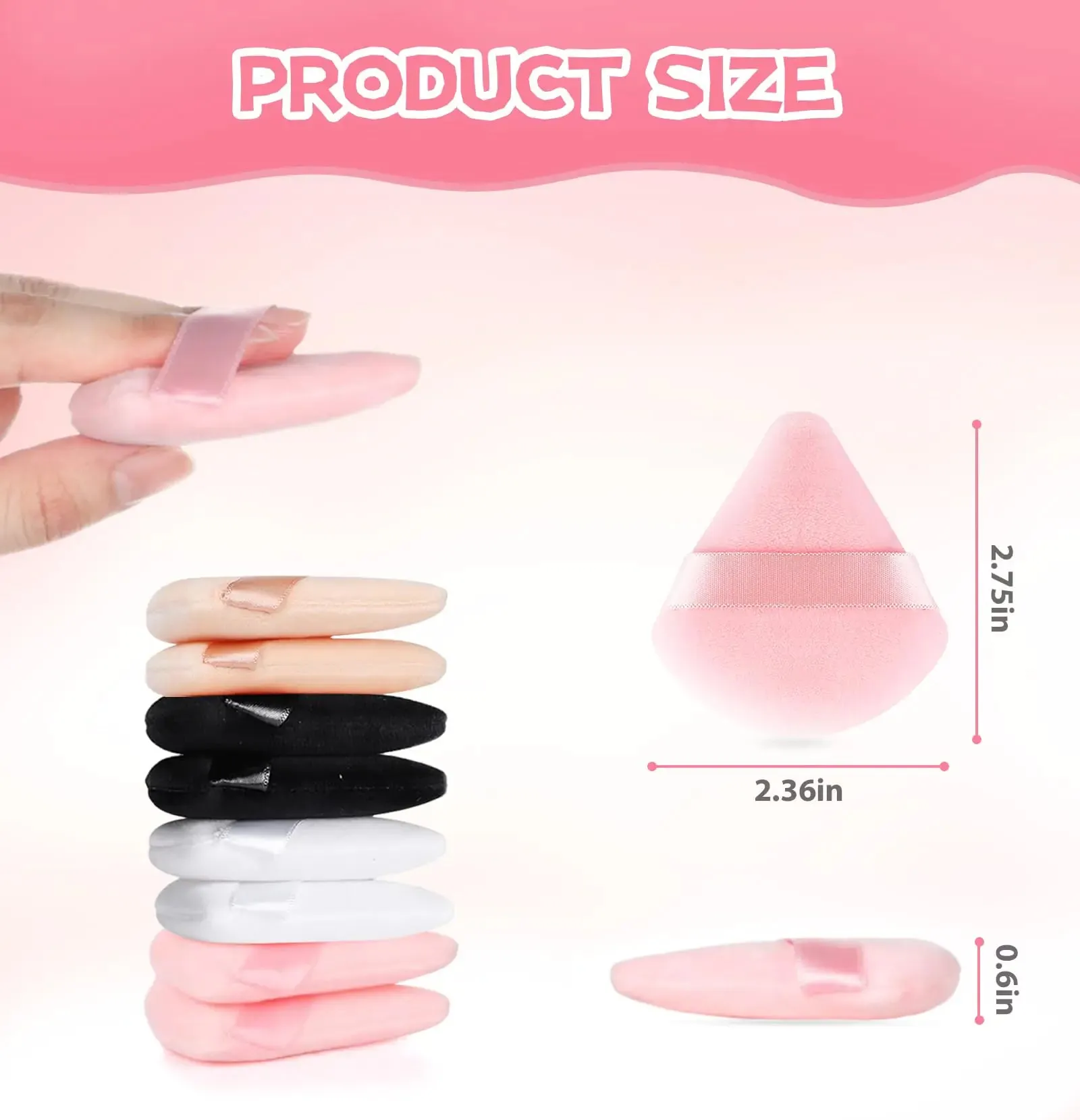 8 Pieces Triangle Powder Puff Face Soft Triangle Makeup Puff Velour Cosmetic