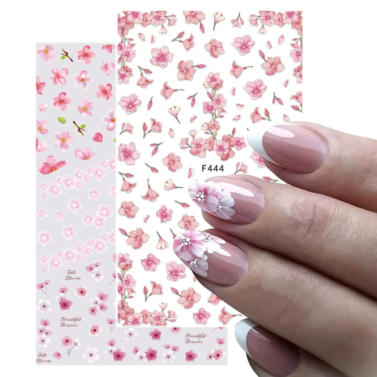 8 Sheets Flower Nail Stickers Floral Nail Decals for Nail Art,Designer Nail Art Supplies Pink Cherry Blossom Flowers Leaf Spring Nail Decal for Women Acrylic Nails DIY Nail Art Decoration