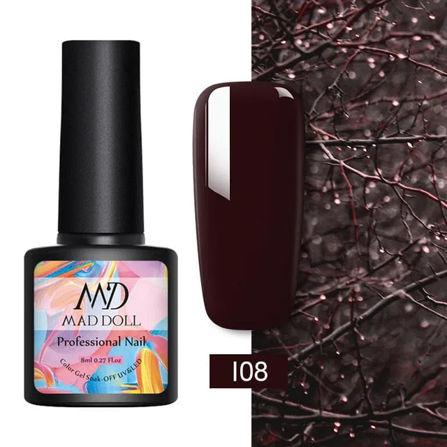 8ml UV Gel Nail Polish Rose Gold Glitter Sequins Soak Off