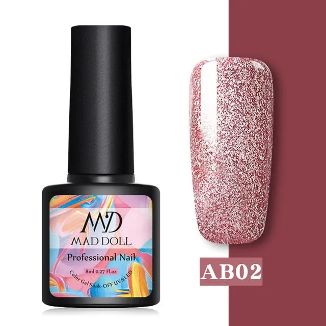 8ml UV Gel Nail Polish Rose Gold Glitter Sequins Soak Off