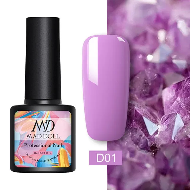 8ml UV Gel Nail Polish Rose Gold Glitter Sequins Soak Off