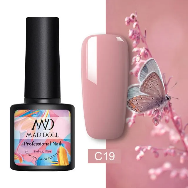8ml UV Gel Nail Polish Rose Gold Glitter Sequins Soak Off