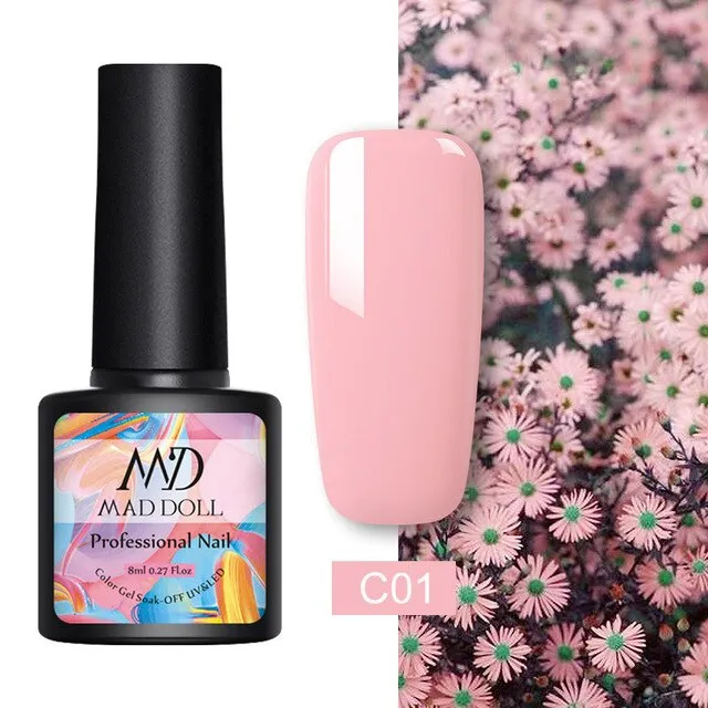 8ml UV Gel Nail Polish Rose Gold Glitter Sequins Soak Off