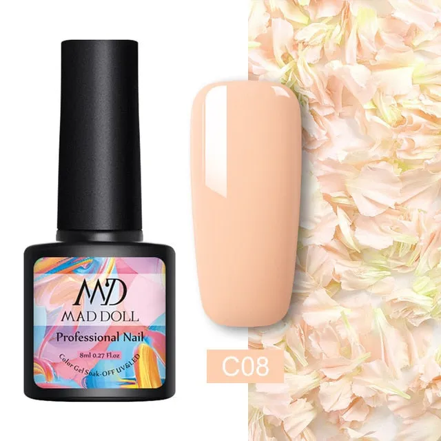 8ml UV Gel Nail Polish Rose Gold Glitter Sequins Soak Off