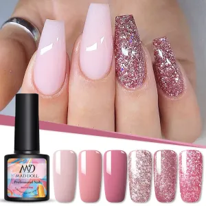 8ml UV Gel Nail Polish Rose Gold Glitter Sequins Soak Off