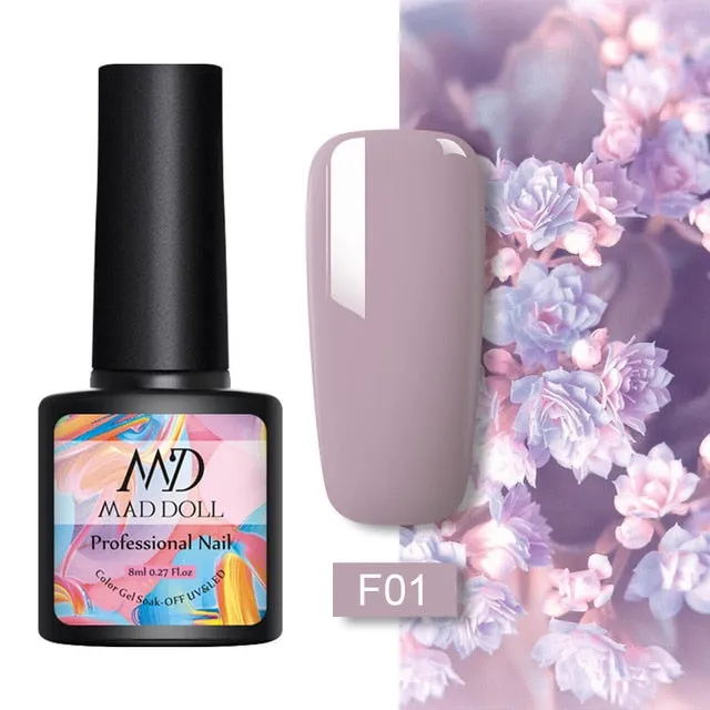 8ml UV Gel Nail Polish Rose Gold Glitter Sequins Soak Off