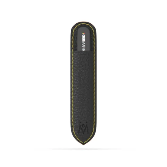 9cm Genuine Czech Pocket Size Crystal Glass Black Nail File in Suede