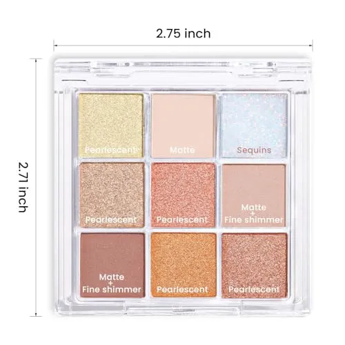 9Colors Nude Rose Gold Eye Shadow Palette Makeup,Korean Shimmer Eyeshadow Palette Colorful,Loose Glitter Eyeshadow Palette