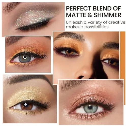 9Colors Nude Rose Gold Eye Shadow Palette Makeup,Korean Shimmer Eyeshadow Palette Colorful,Loose Glitter Eyeshadow Palette