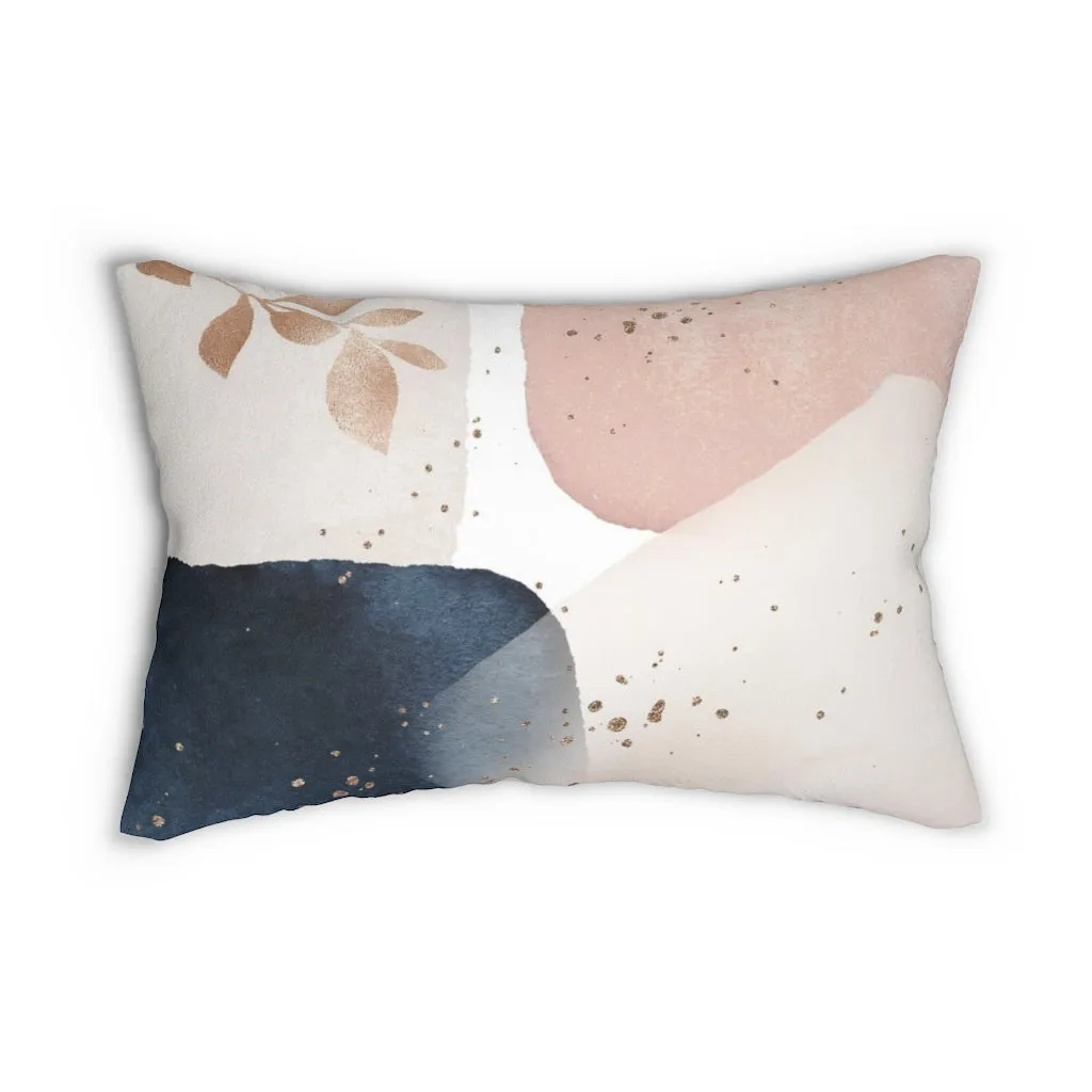 Abstract Boho Lumbar Pillow | Navy Blue Cream Blush Pink
