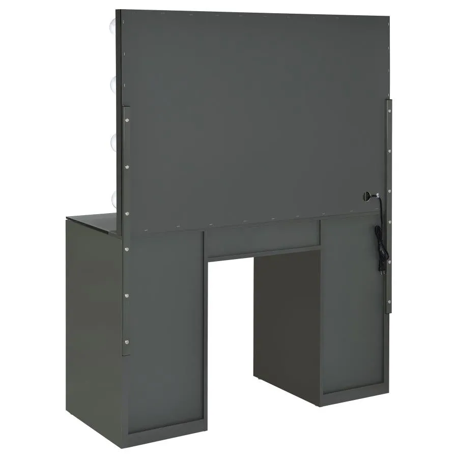 Acena 7-drawer Vanity Set with Lighting - Grey High Gloss
