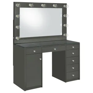 Acena 7-drawer Vanity Set with Lighting - Grey High Gloss