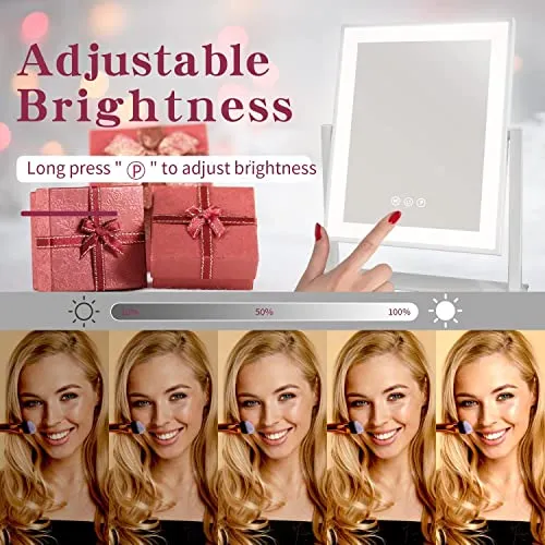Acoolda Vanity Mirror with Lights, Hollywood Lighted Makeup Mirror with 3 Color Lighting Modes, Detachable 10X Magnification, 360°Rotation, 14.4Inches, White…