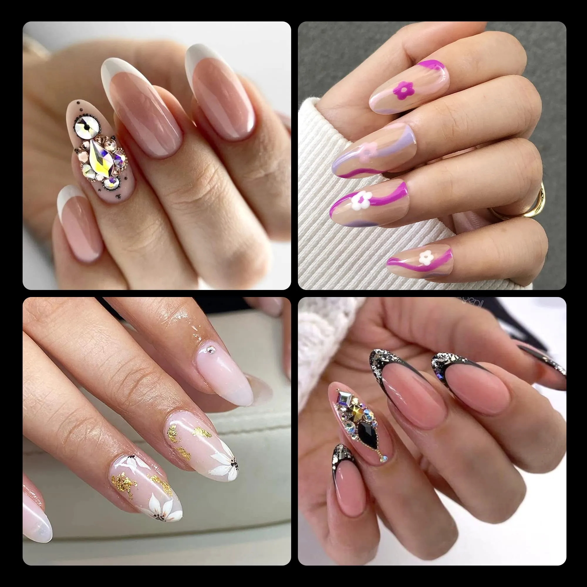 AddFavor 600pcs Gel x Nail Tips Clear Oval Almond Nail Tips Medium Length Full Cover Round False Fake Nail Tip for Salon and Home Nail Design 12 Sizes