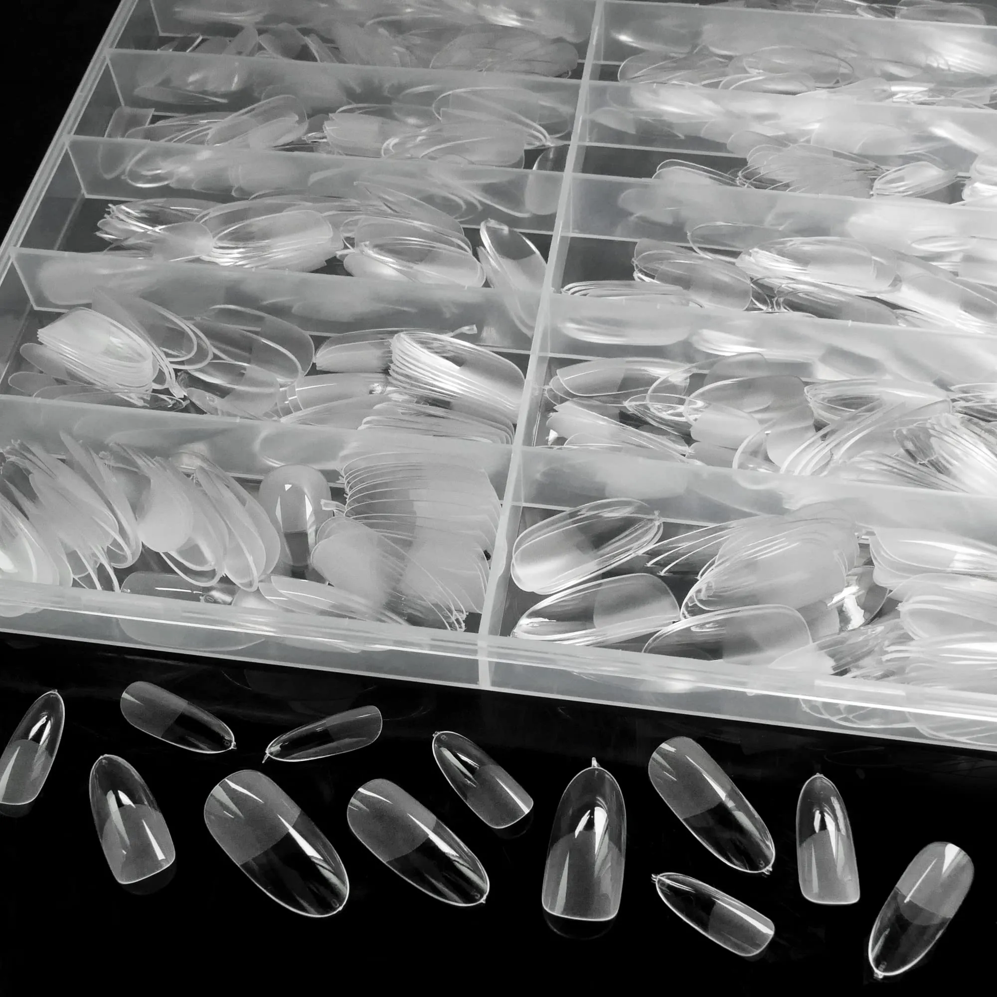 AddFavor 600pcs Gel x Nail Tips Clear Oval Almond Nail Tips Medium Length Full Cover Round False Fake Nail Tip for Salon and Home Nail Design 12 Sizes