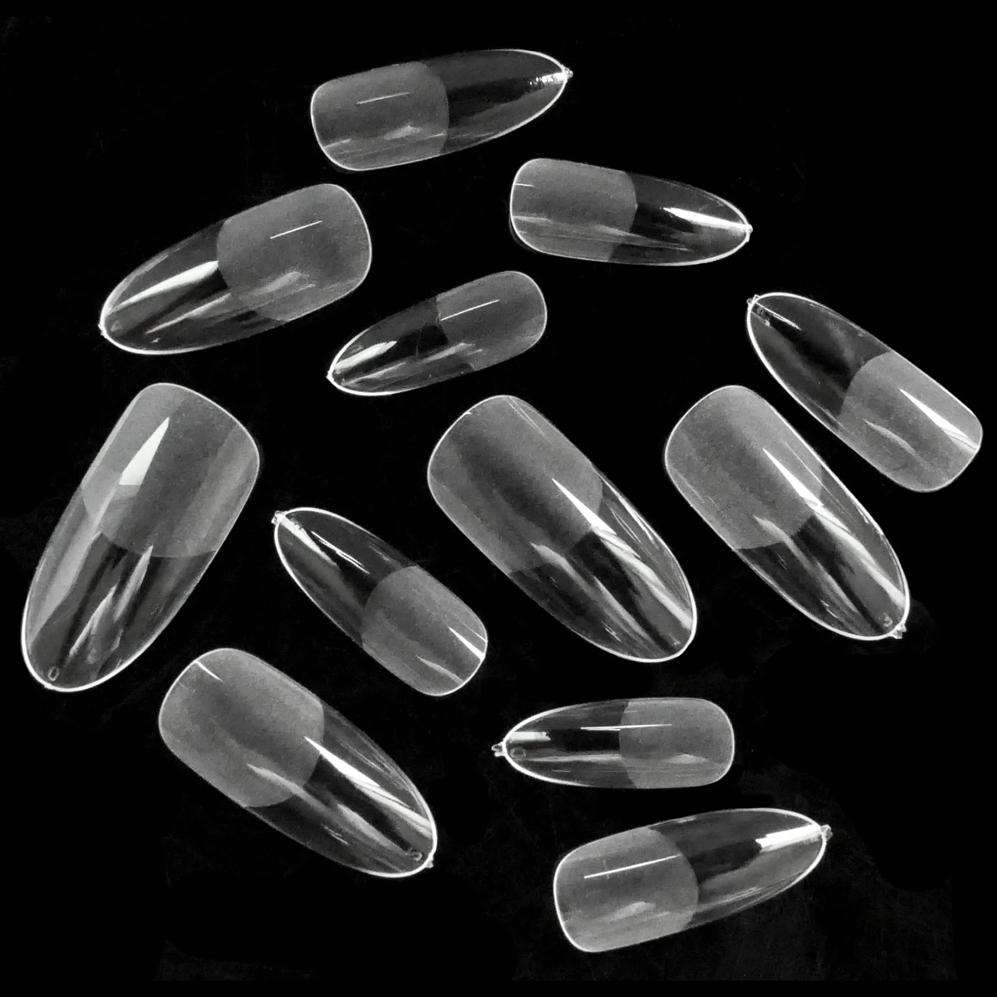 AddFavor 600pcs Gel x Nail Tips Clear Oval Almond Nail Tips Medium Length Full Cover Round False Fake Nail Tip for Salon and Home Nail Design 12 Sizes