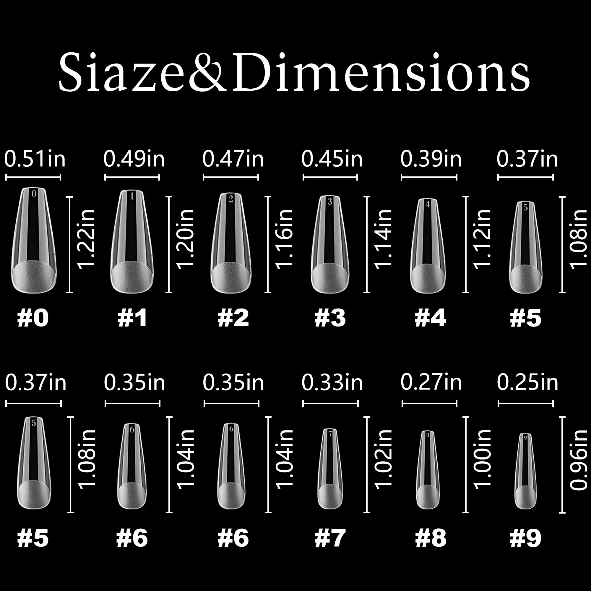 AddFavor 600pcs Long Coffin Gel x Nail Tips Clear Full Cover Ballerina Fake Nails Acrylic False Nail Tip for Salon and Home Nail Design 12 Sizes