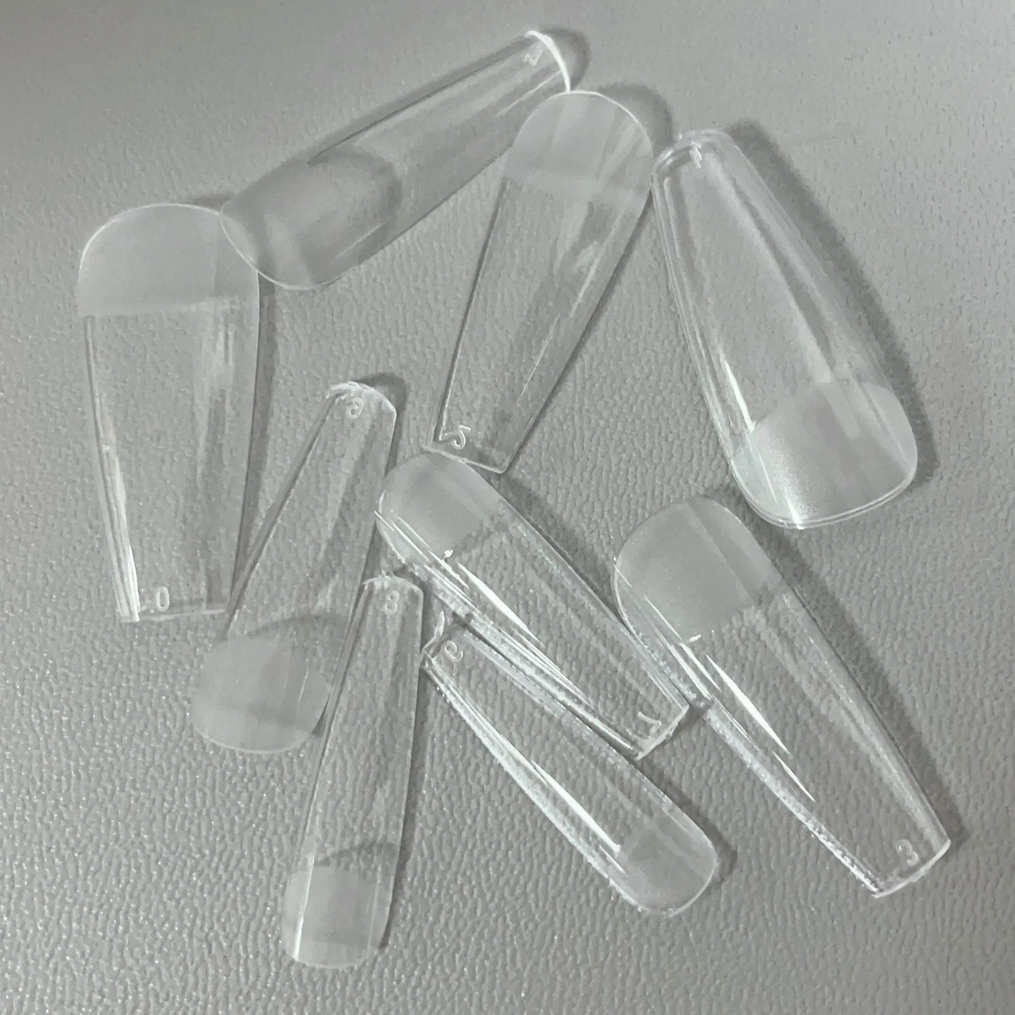 AddFavor 600pcs Long Coffin Gel x Nail Tips Clear Full Cover Ballerina Fake Nails Acrylic False Nail Tip for Salon and Home Nail Design 12 Sizes