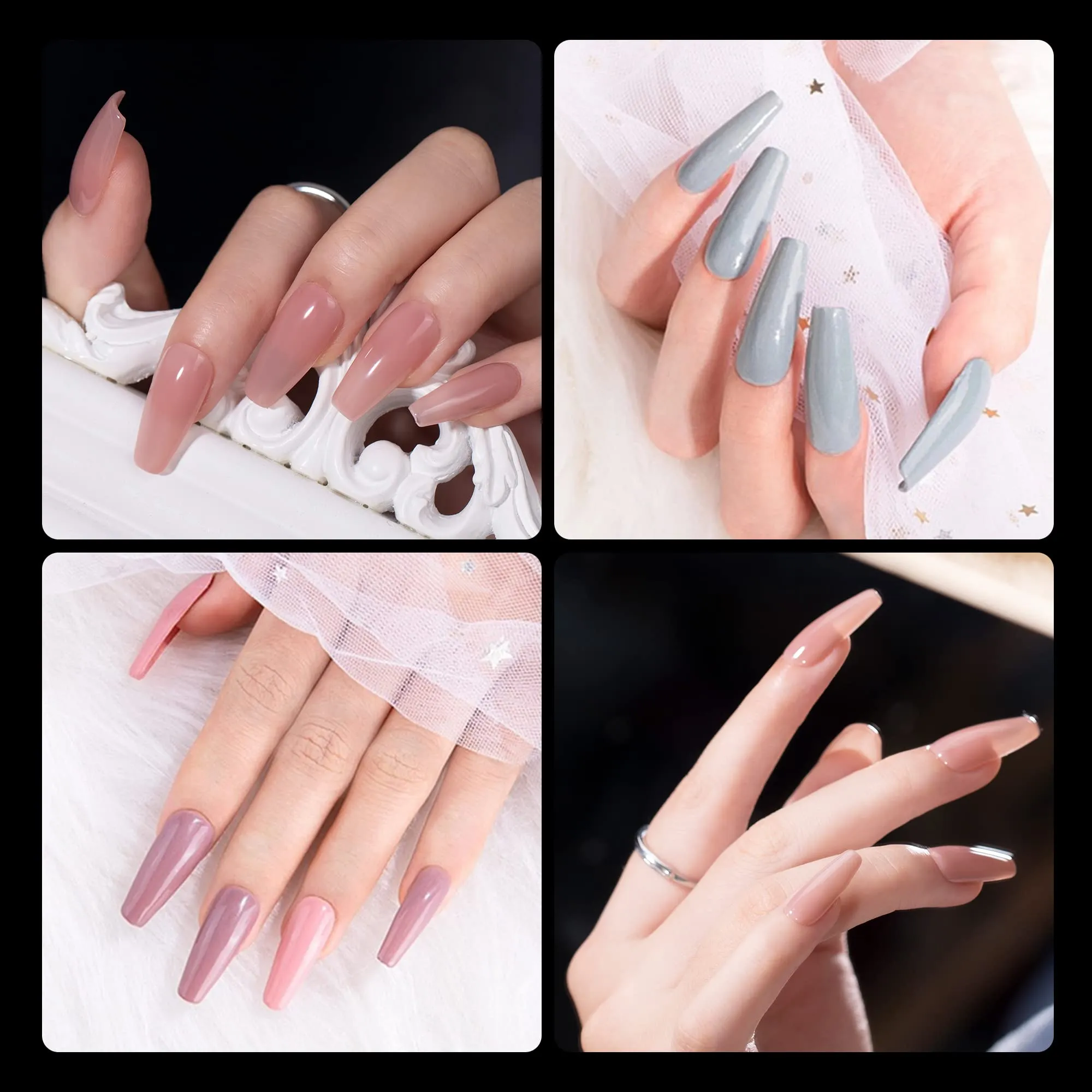 AddFavor 600pcs Long Coffin Gel x Nail Tips Clear Full Cover Ballerina Fake Nails Acrylic False Nail Tip for Salon and Home Nail Design 12 Sizes