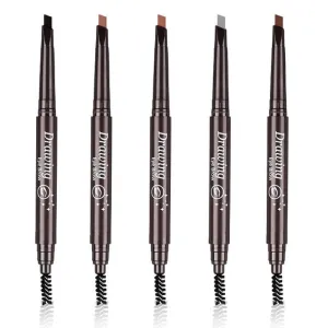 AddFavor Eyebrow Pencil Waterproof Eyebrow Definer Pencil with Brush for Women Makeup, Black Brow Pencil, 5 Count