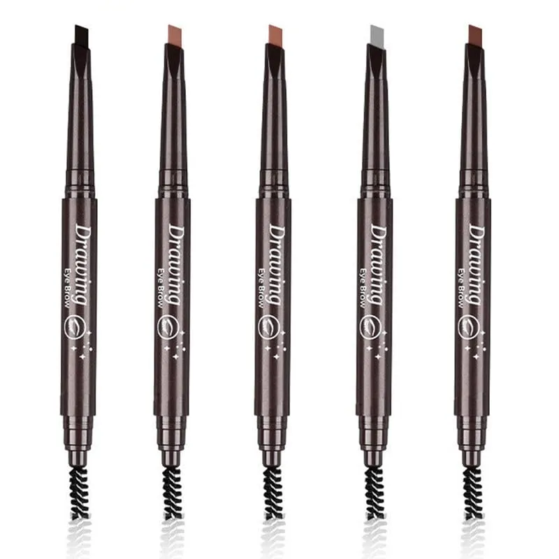 AddFavor Eyebrow Pencil Waterproof Eyebrow Definer Pencil with Brush for Women Makeup, Black Brow Pencil, 5 Count