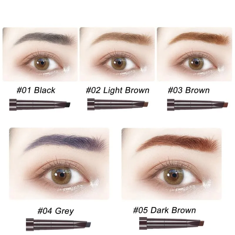 AddFavor Eyebrow Pencil Waterproof Eyebrow Definer Pencil with Brush for Women Makeup, Black Brow Pencil, 5 Count