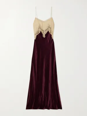 Adolphine organic silk-voile and velvet maxi dress Adolphine organic silk-voile and velvet maxi dress