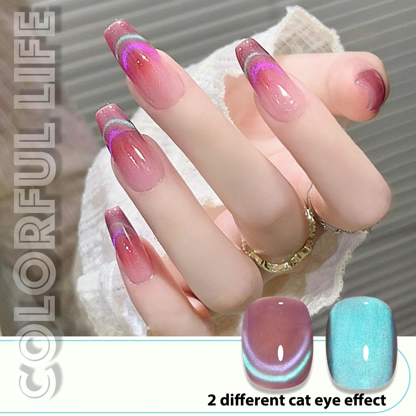 AHAMIOU 9D Cat Eye Gel Polish Set Crystal Dopamine Magnetic Gel Nail Polish Kit Chameleon Galaxy Glitter Cat Eye Effect Nail Art Manicure Home Gift (Blue&Purple)