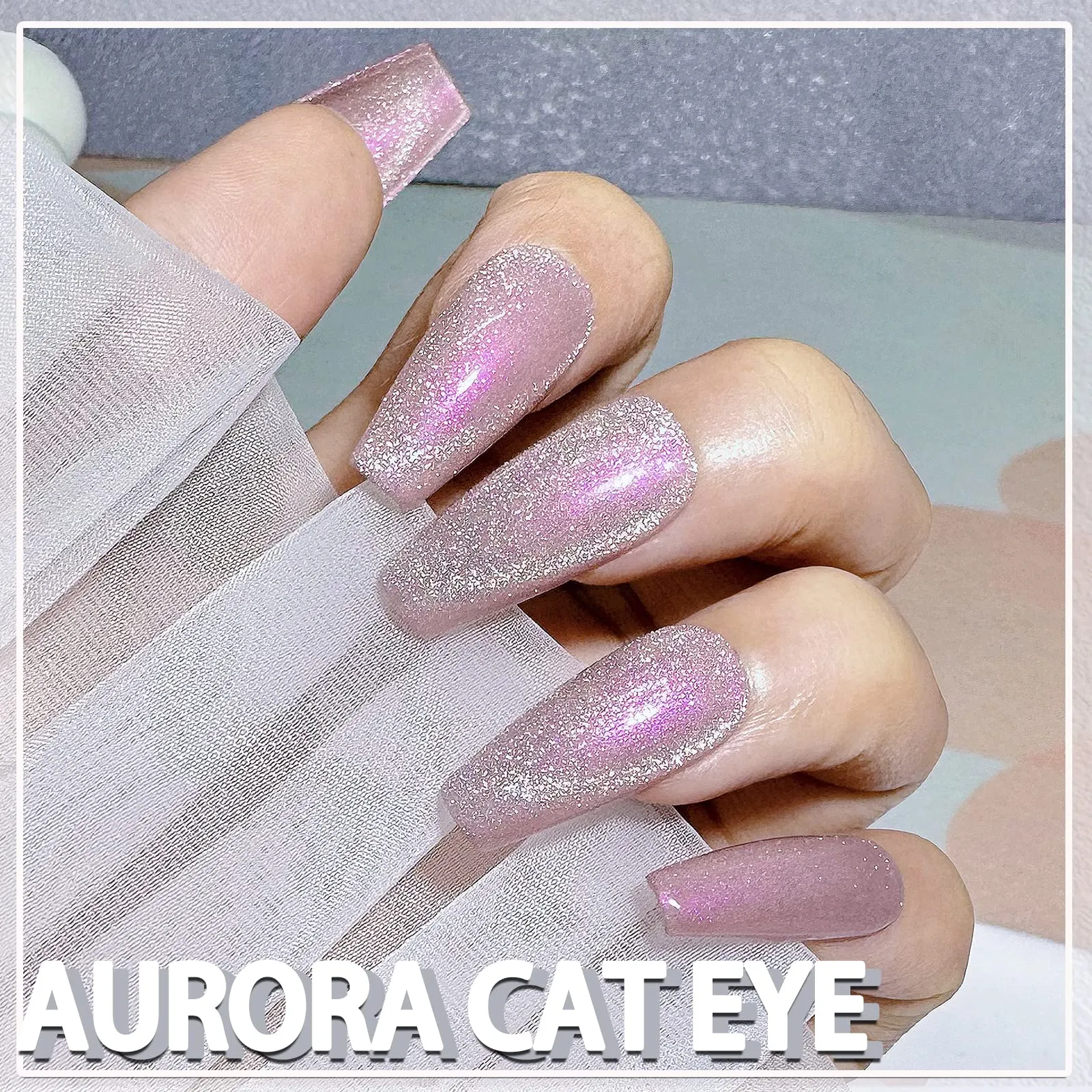 AHAMIOU Aurora Cat Eye Gel Polish Kits Crystal Broken Diamond Magnetic Nail Polish Set Holographic Cats Eyes Gel Nail Polish Shiny Glitter Gel,Aurora Brown