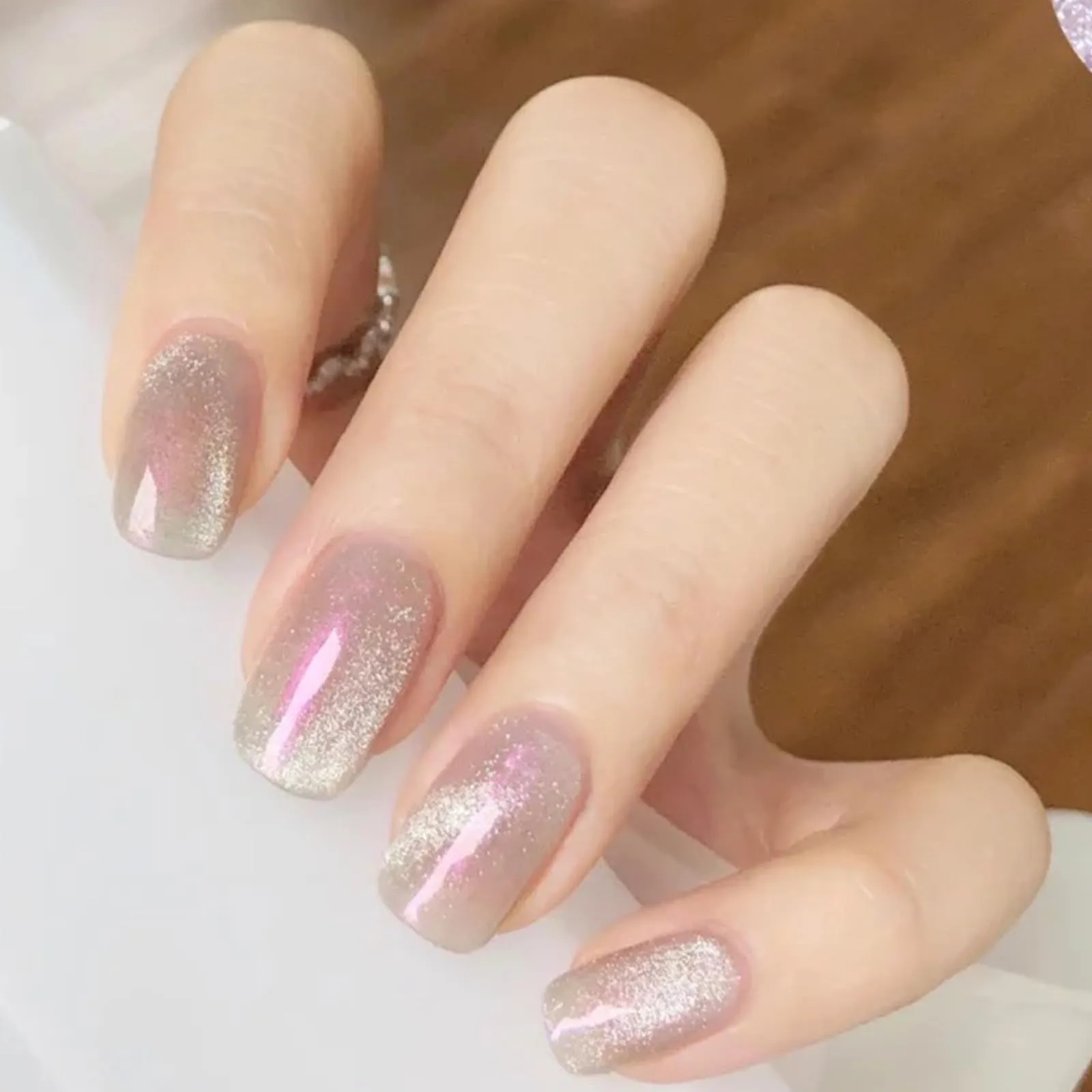 AHAMIOU Aurora Cat Eye Gel Polish Kits Crystal Broken Diamond Magnetic Nail Polish Set Holographic Cats Eyes Gel Nail Polish Shiny Glitter Gel,Aurora Brown