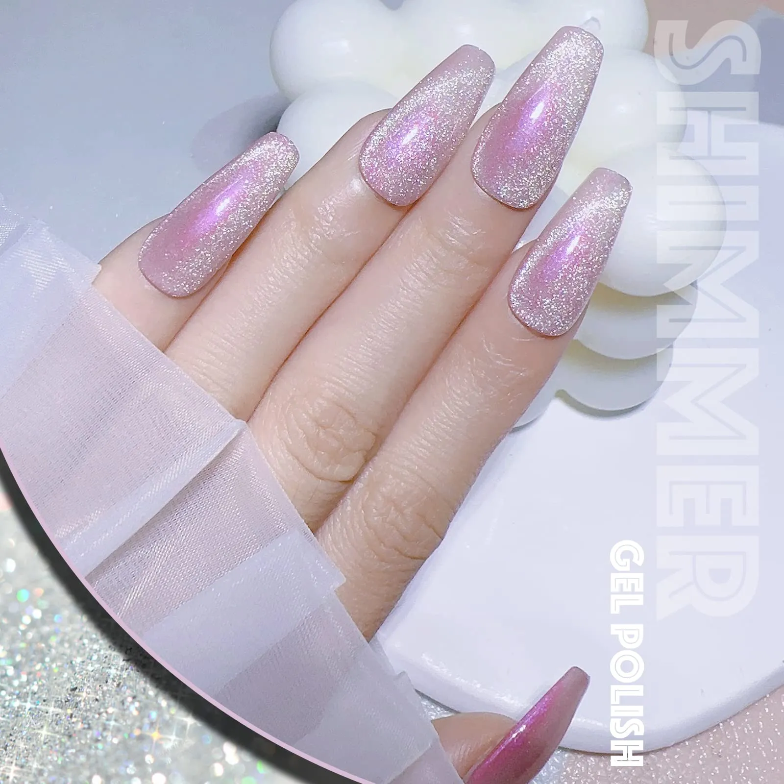 AHAMIOU Aurora Cat Eye Gel Polish Kits Crystal Broken Diamond Magnetic Nail Polish Set Holographic Cats Eyes Gel Nail Polish Shiny Glitter Gel,Aurora Brown