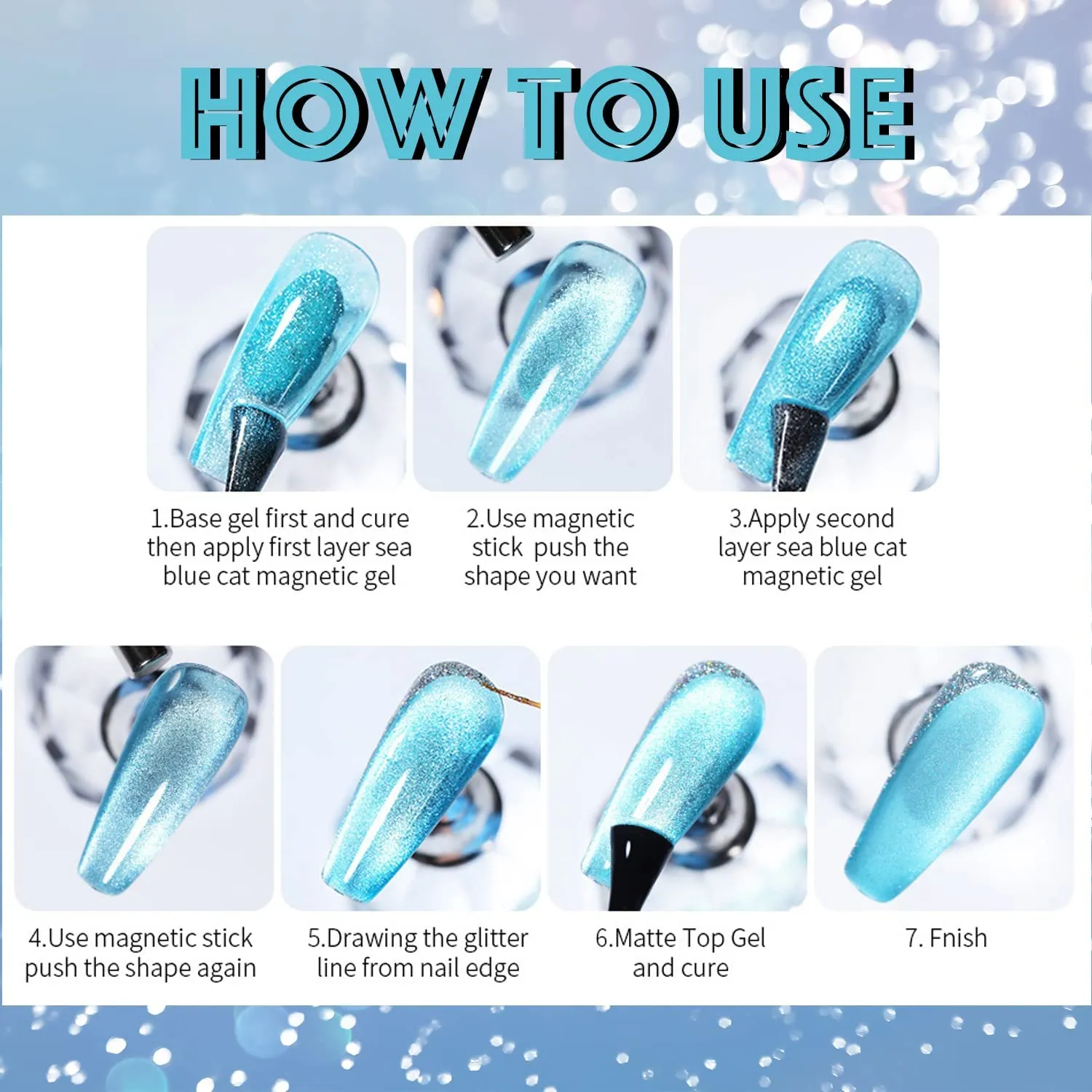 AHAMIOU Aurora Cat Eye Gel Polish Kits Crystal Broken Diamond Magnetic Nail Polish Set Holographic Cats Eyes Gel Nail Polish Shiny Glitter Gel,Aurora Brown