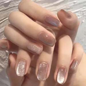 AHAMIOU Crystal Cat Eye Gel Polish Kits Magnetic Nail Polish Set Holographic Cats Eyes Gel Nail Polish Shiny Diamond Glitter Gel with Magnet Stick (Beige)