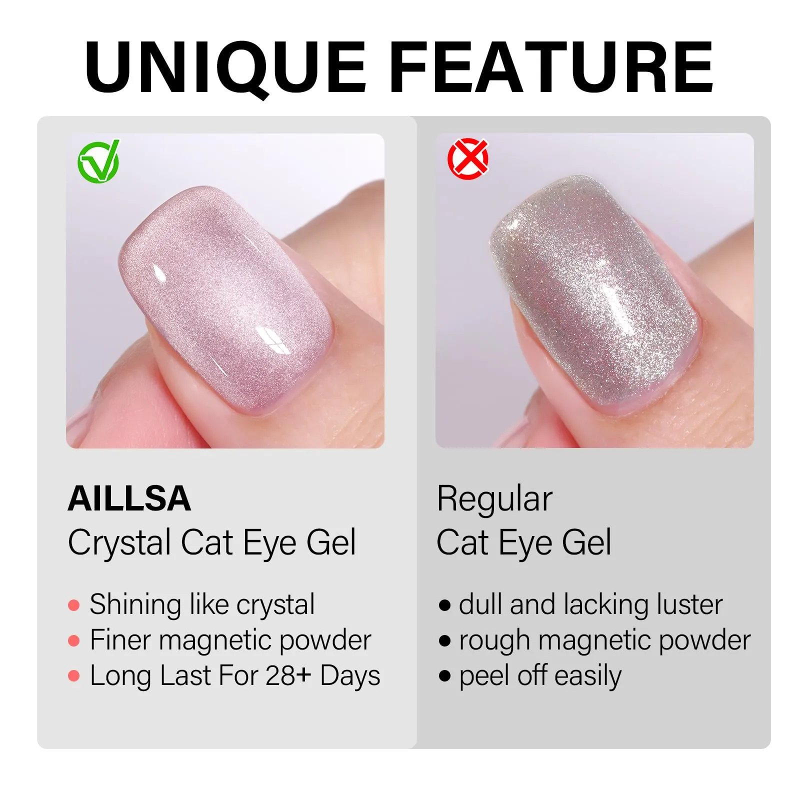 AILLSA Cat Eye Gel Nail Polish Pink Crystal Glitter Gel Polish with Magnet, Nude Burgundy Glass Shimmer Gel Nail Polish Jelly Color Reflective Translucent U V Gel Salon DIY at Home 0.5 OZ GF25