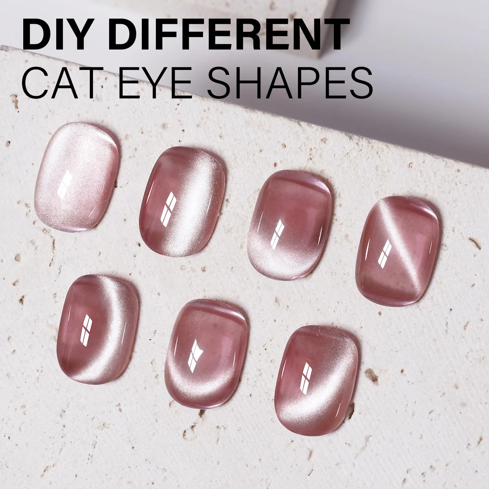 AILLSA Cat Eye Gel Nail Polish Pink Crystal Glitter Gel Polish with Magnet, Nude Burgundy Glass Shimmer Gel Nail Polish Jelly Color Reflective Translucent U V Gel Salon DIY at Home 0.5 OZ GF25