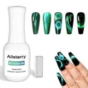 Allstarry 9D Cat Eye Gel Nail Polish, 15ml/0.5fl oz Chameleon Magnetic Gel Polish UV LED Curing Soak Off Home DIY Nail Salon Manicure Kit with Magnet for Shimmer Velvet Nail Art - Iceland Aurora
