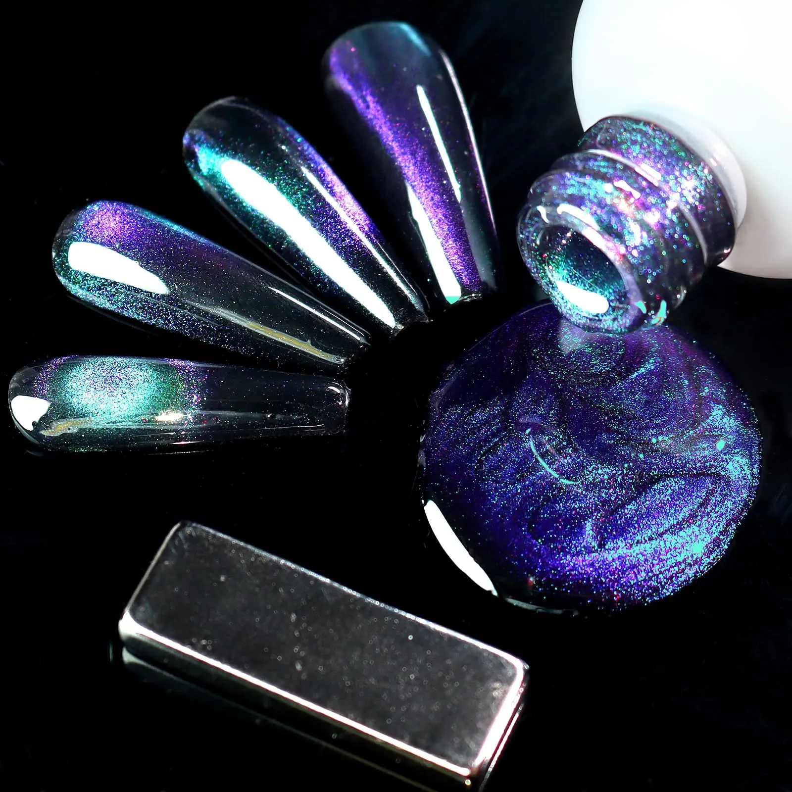 Allstarry 9D Cat Eye Gel Nail Polish, 15ml/0.5fl oz Chameleon Magnetic Gel Polish UV LED Curing Soak Off Home DIY Nail Salon Manicure Kit with Magnet for Shimmer Velvet Nail Art - Starry Sky