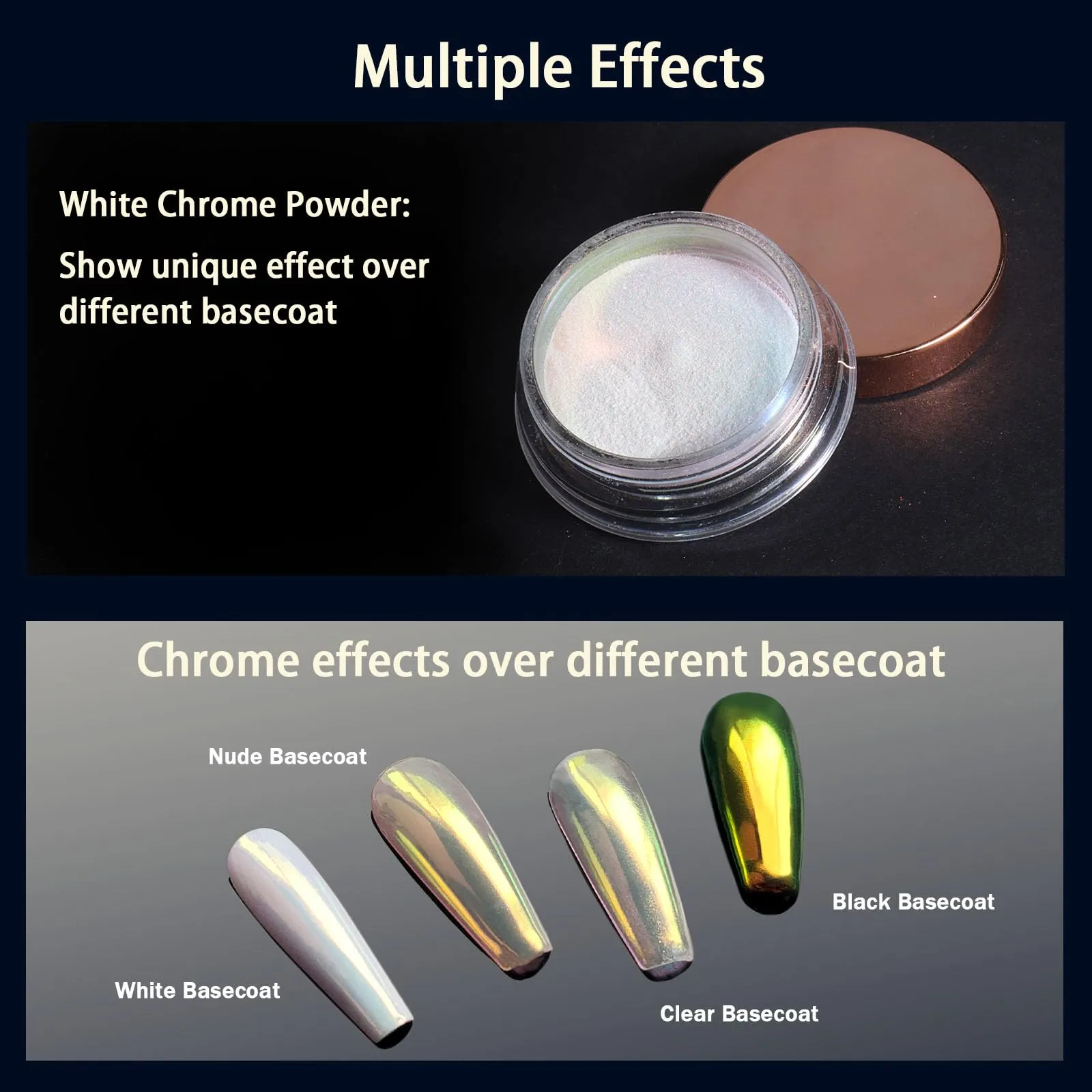 Allstarry Unicorn Chrome Nail Powder, Aurora Mermaid Iridescent White Pearl Nail Chrome Powder Pigment Glitter Fairy Dust for Nail Art, Manicure, Gel Nail Polish - Warn Autumn