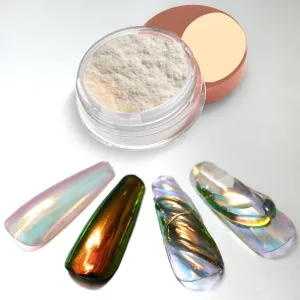 Allstarry Unicorn Chrome Nail Powder, Aurora Mermaid Iridescent White Pearl Nail Chrome Powder Pigment Glitter Fairy Dust for Nail Art, Manicure, Gel Nail Polish - Warn Autumn